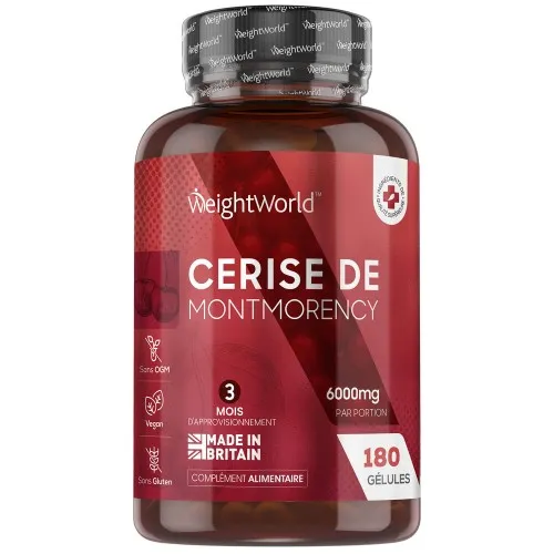 Cereza Ácida Montmorency - 6000 mg 180 cápsulas - Fuente de Vitaminas, Minerales y Polifenoles para Impulsar tu Bienestar