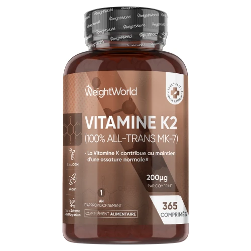 Weightworld Vitamine K2 Mk 7 200 Mcg 365 Comprimés Pour Les Os