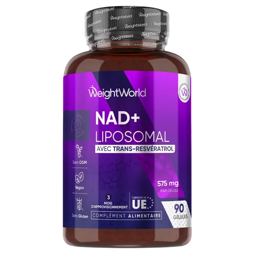 NAD+ Liposomal con Resveratrol 575 mg · 90 cápsulas · Fórmula Premium Vegana para Energía, Vitalidad y Longevidad · Sin Gluten ni OGM