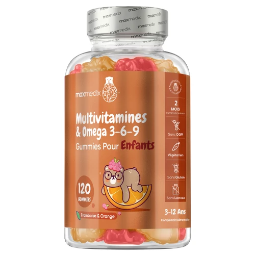 Maxmedix Gummies Multivitaminés Enfants - 120 Gummies Oméga 3-6-9