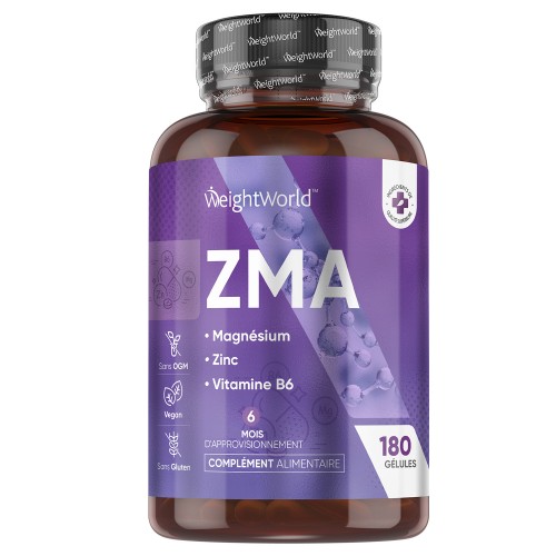 ZMA Magnesio, Zinc y Vitamina B6 - 180 cápsulas - Suplemento Deportivo para Aumentar Masa Muscular